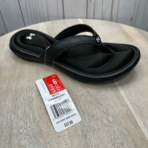 Under Armour Ignite Marbella Women's Black Sandals Size 6 Thong Flip Flop New
